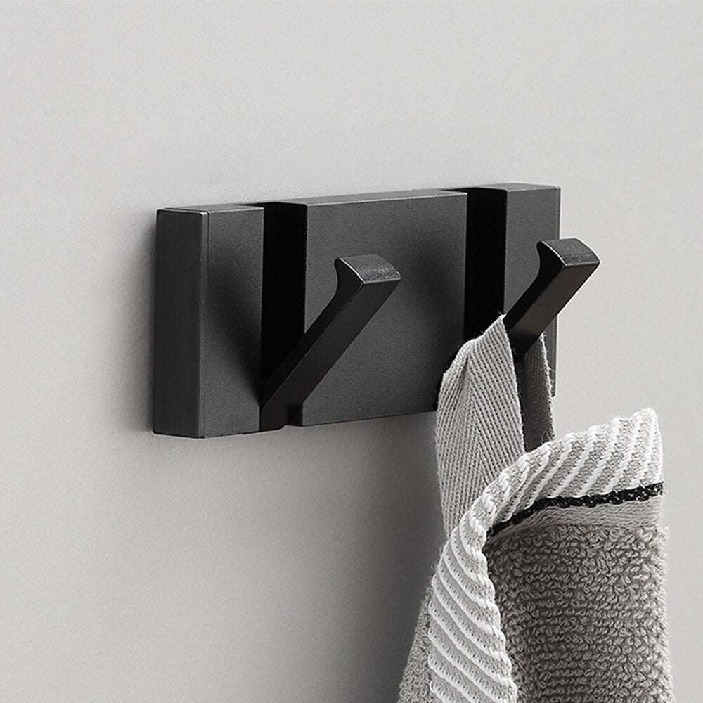 Perchero de pared moderno Palermo - Perchero metal negro 2 Perchas Negras - Kaimok Design