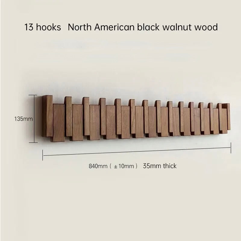 Perchero de pared Verona_madera_13_ganchos_nogal - Kaimok Design