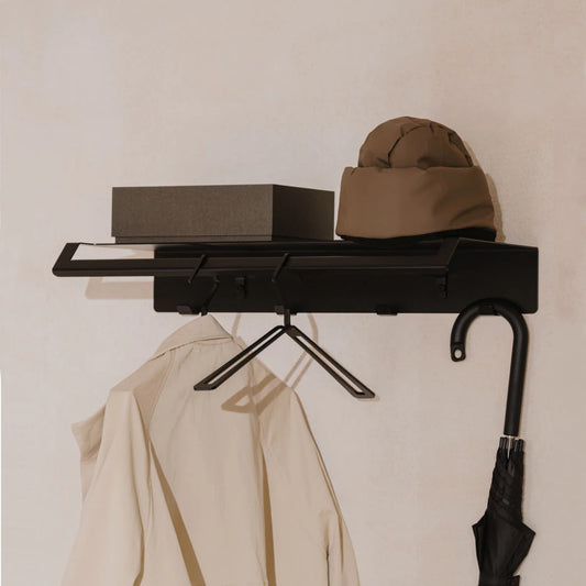 Perchero de pared Ibiza – colgador de pared con estante y ganchos - Kaimok Design