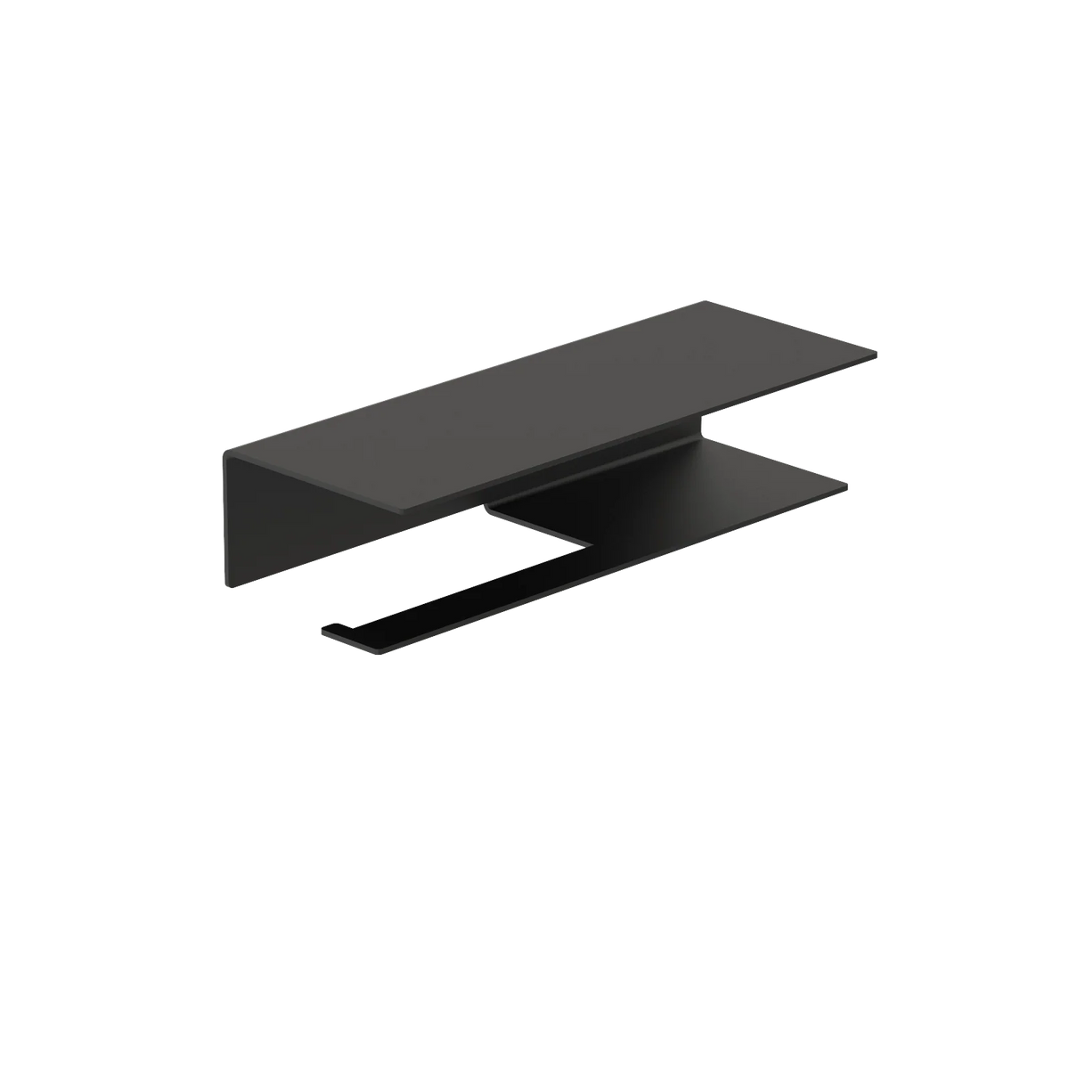 Portarrollos Bari – accesorios baño moderno con estante M (23cm) Negro izquierdo - Kaimok Design