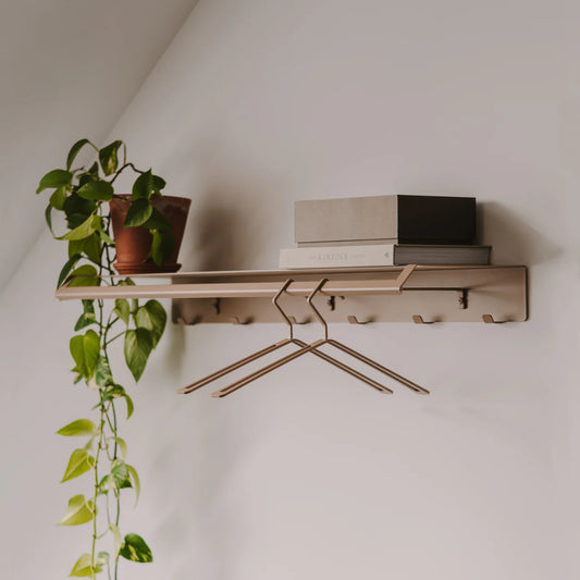 Estanteria de pared, perchero de pared metal beige para entrada- Kaimok Design