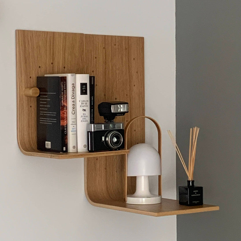 Estantería de pared de madera Brera – repisa flotante Duo Roble - Kaimok Design