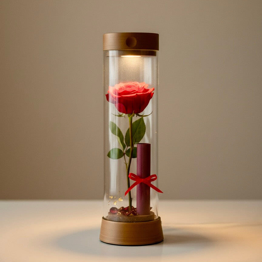 Lampara EOS recargable, version San Valentin, pergamino y rosa - Kaimok Design