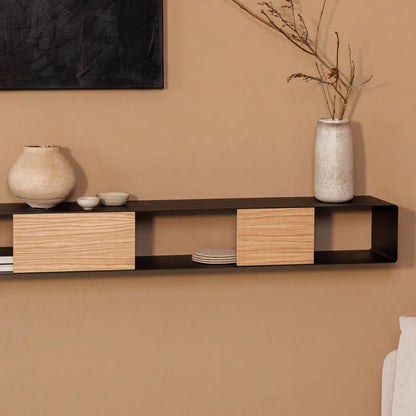 Consola de pared RIVA – mesa de pared en metal y madera - Kaimok Design