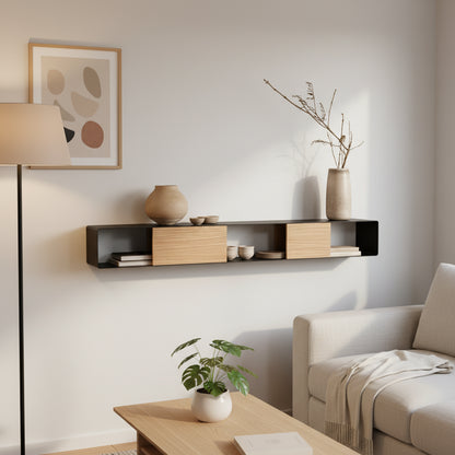 Consola de pared RIVA – mesa de pared en metal y madera - Kaimok Design