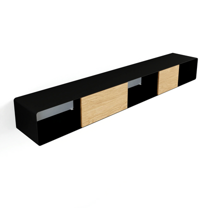 Consola de pared RIVA – mesa de pared en metal y madera Negro - Kaimok Design
