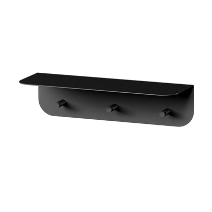 Perchero de pared Milano con estante y ganchos S (40cm) Negro - Kaimok Design