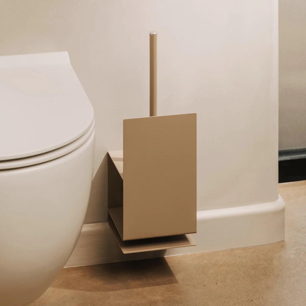 Escobillero Lugano beige M – portaescobilla baño acero inoxidable – Kaimok Design