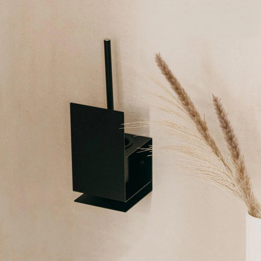 Escobillero Lugano negro M – portaescobilla baño pared – Kaimok Design