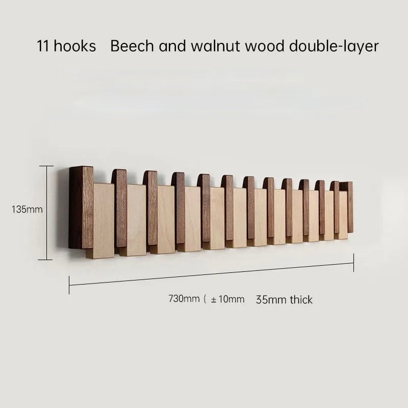 Perchero de pared Verona_madera_11_ganchos_mix - Kaimok Design