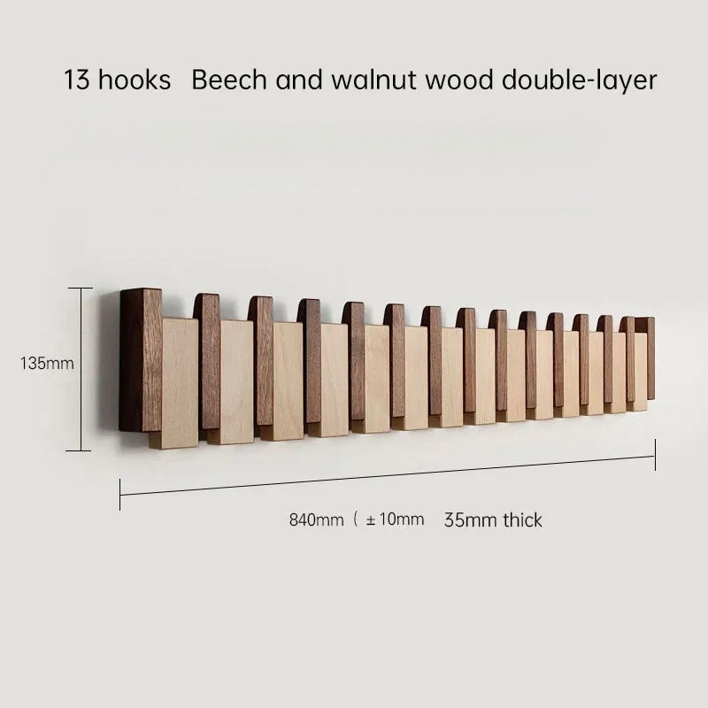 Perchero de pared Verona_madera_13_ganchos_mix - Kaimok Design