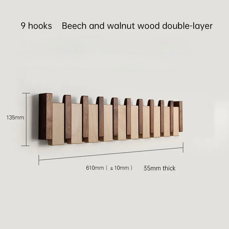 Perchero de pared Verona_madera_9_ganchos_mix - Kaimok Design