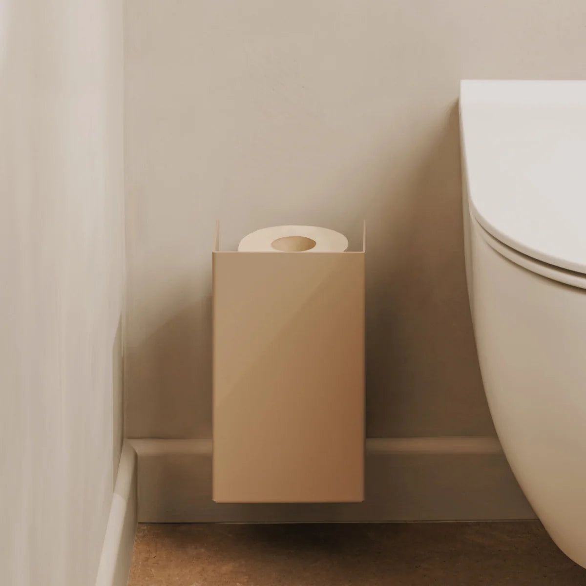 Organizador Amsterdam beige – soporte papel higiénico de pared estilo Japandi | Kaimok Design
