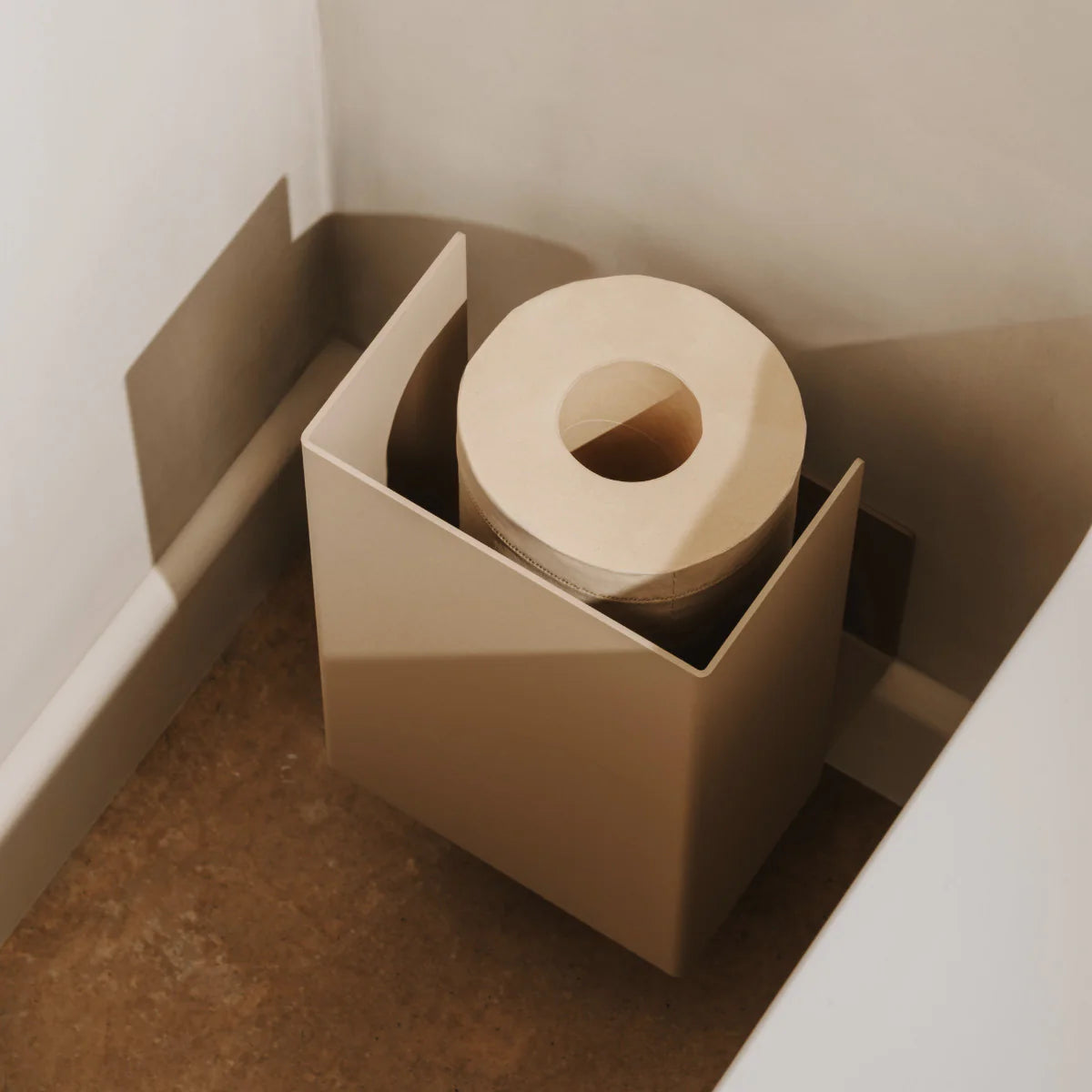 Organizador Amsterdam beige – soporte papel higiénico de pared estilo Japandi | Kaimok Design