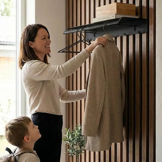Perchero de pared Ibiza – colgador de pared con estante y ganchos - Kaimok Design
