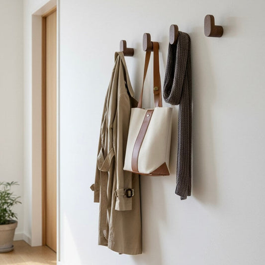 Perchas individuales de pared en madera macisa, verona - Kaimok Design