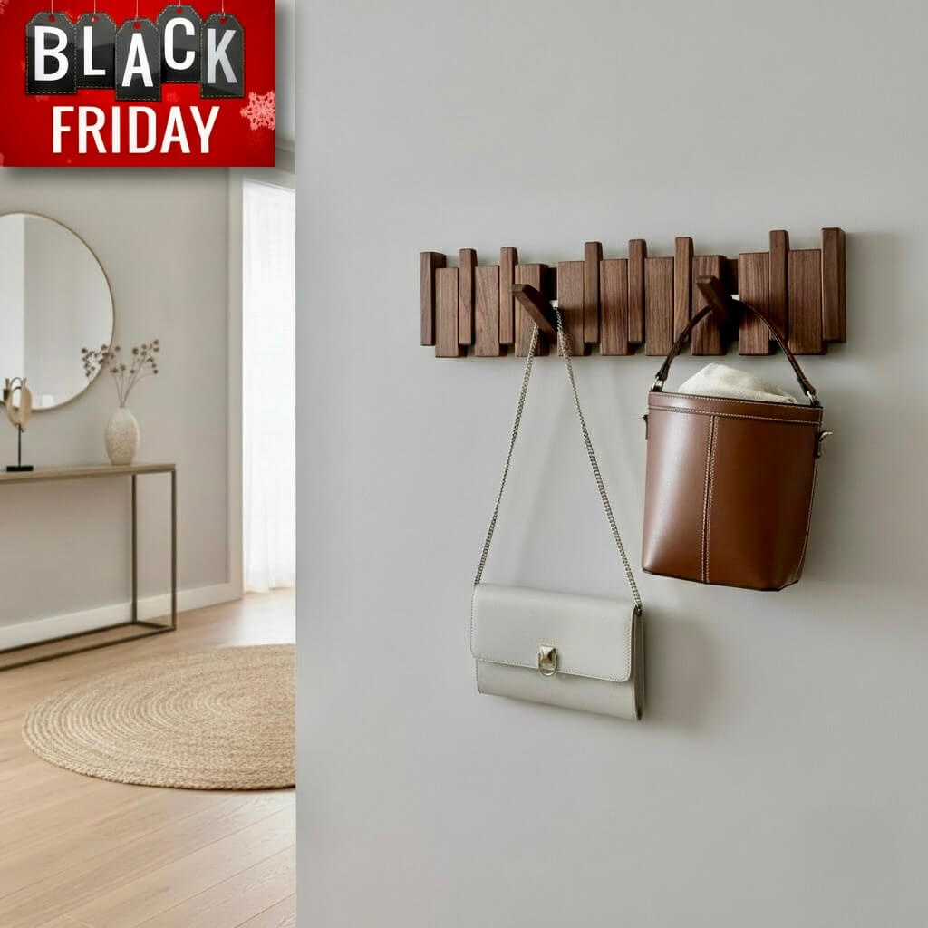 Perchero de madera de pared, oferta Black Friday, Kaimok Design