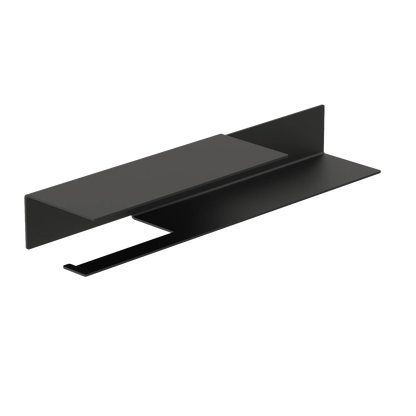 Portarrollos Bari – accesorios baño moderno con estante L (37cm) Negro izquierdo - Kaimok Design