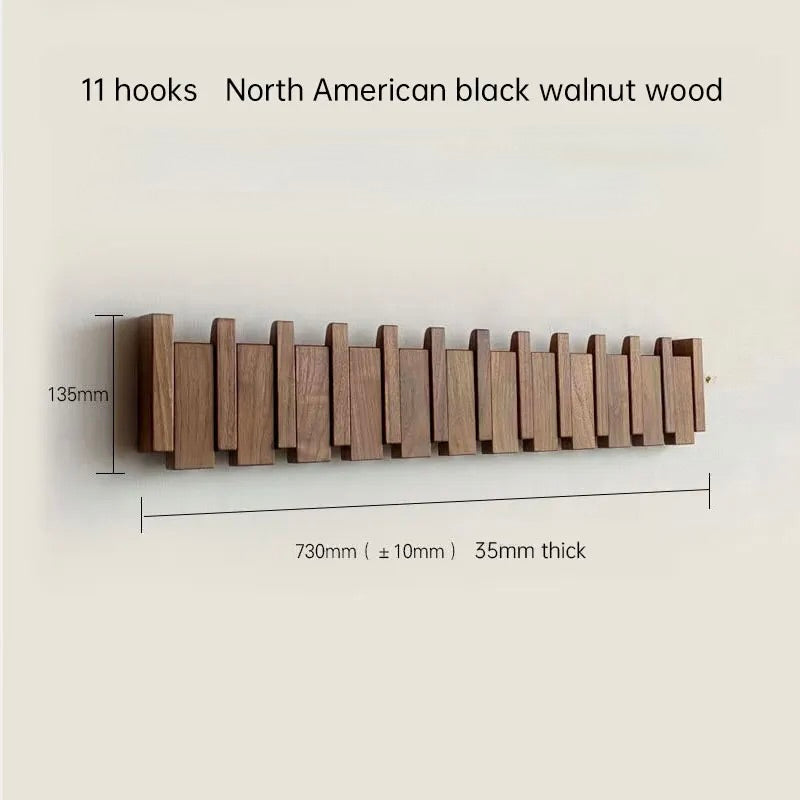 Perchero de pared Verona_madera_11_ganchos nogal - Kaimok Design
