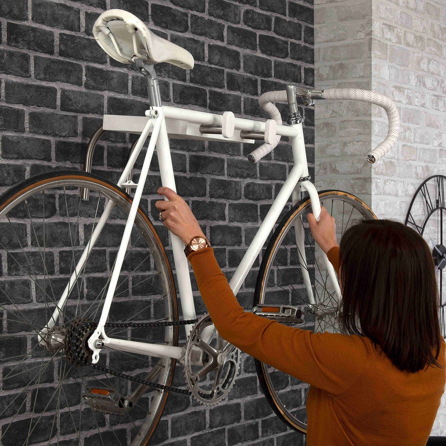 Wall Mounted Bike Rack, Bicycle Storage, Wooden Bike Hook // OAK WOOD 